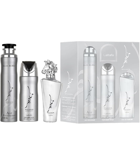 Lattafa Maahir Legacy 3 PC Gift Set for Men EDP+Deo+Air Fresh New in Box